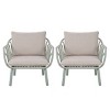 Modern Outdoor Plastic Armchair Set of 2, Weather-Resistant Patio Chairs with Waterproof Cushions for Garden-3irtyhousy - 2 of 4
