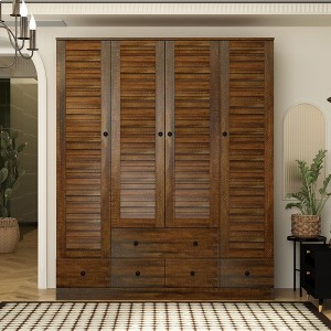 Famapy 4-Doors Armoire With Hanging Rod and 5 Drawers - 1 of 4