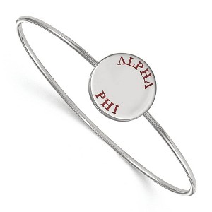 Black Bow Jewelry Sterling Silver Alpha Phi Greek Life Bangle Bracelet 7 Inch - 1 of 3