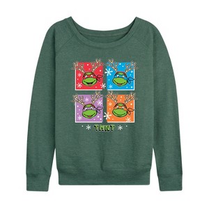 Women's - Teenage Mutant Ninja Turtles - Character Grid Lightweight French Terry Wide Neck Long Sleeve Shirt - 1 of 4