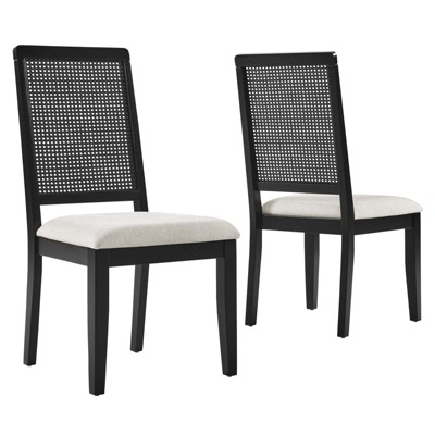 Modway Arlo Faux Rattan and Wood Dining Side Chairs - Set of 2
