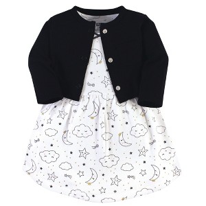 Hudson Baby Infant and Toddler Girl Cotton Dress and Cardigan 2pc Set, Dreamer, 2 Toddler - 1 of 4
