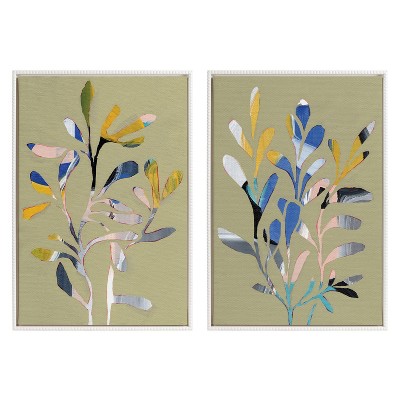 (Set of 2) 23"x33" Sylvie Beaded Sedum I and II Framed Canvas Arts by Nikita Jariwala White - Kate & Laurel All Things Decor:
