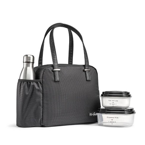 Fit & Fresh Lyon Luxe Lunch Bag with Travel Utensils and Case - Black