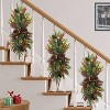 Puleo 6'x10" Pre-Lit Artificial Adorned Battery-Operated Banister Swag - 3 of 4