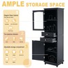 CAVINAS 63" Tall Bathroom Storage Cabinet with Glass Door & 2 Drawers,Freestanding Corner Storage Cabinet for Bathroom,Matte Black Finish - 2 of 4