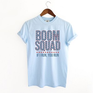 Simply Sage Market Women's Boom Squad Varsity Stars Short Sleeve Garment Dyed Tee - 1 of 2