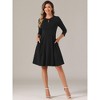 INSPIRE CHIC Women's Crew Neck 3/4 Sleeve Pleated Neck A-Line Above Knee Dress - 4 of 4