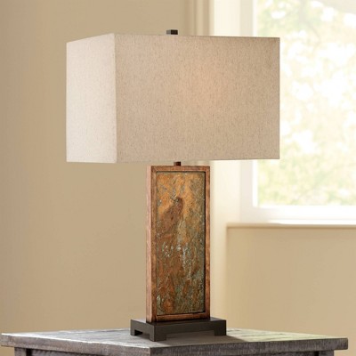 Yukon Industrial Rustic Slate Table Lamp with Beige Shade