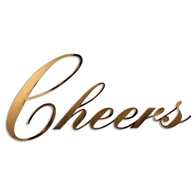 28" x 12" Hand Painted 3D Wall Sculpture Cheers Gold- Letter2Word