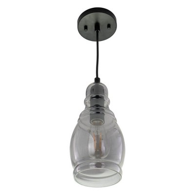 Millie Matte Black Mini Pendant with Smoke Gray Glass
