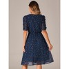 Allegra K Women's Metallic Stars Ruched Sleeve Elastic Waist V Neck A-line Dress - 3 of 4