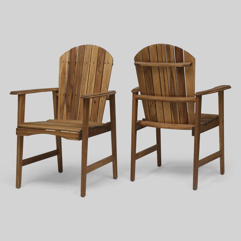 2pk Malibu Acacia Wood Patio Adirondack Dining Chairs - Christopher Knight Home, 1 of 7
