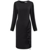 Hobemty Women's Wear to Work Round Neck Bracelet Sleeve Ruffle Front Pencil Dress - 3 of 4