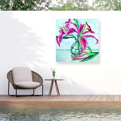 Trademark Fine Art - Key and Sea Pink Lilies Matted Framed Art