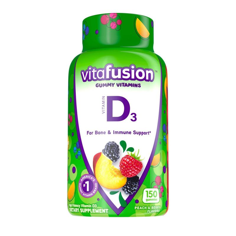 Vitafusion Vitamin D3 Gummy Vitamins - Peach, Blackberry and Strawberry Flavored - 150ct, 1 of 11