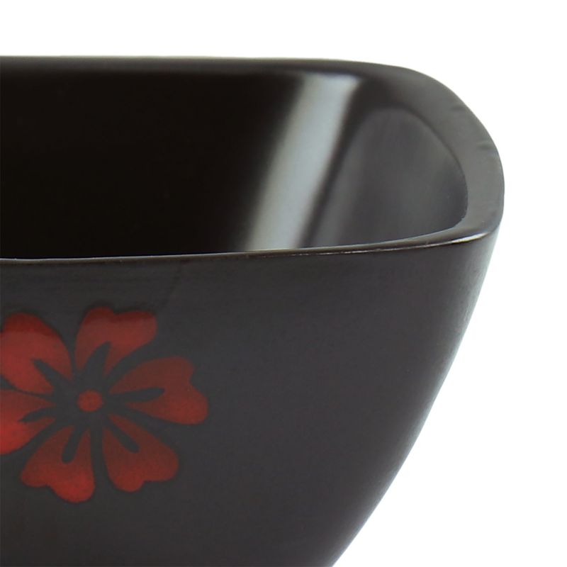 Hometrends Evening Blossom 4 Piece 6 Inch Square Stoneware Bowl Set in Black, 3 of 5