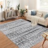 Boho Geometric Rug, Machine Washable and Non-Slip, Ideal Neutral Carpet for Farmhouse & Modern Living, Dining, and Bedroom Areas, 4'x6', Gray - 2 of 4