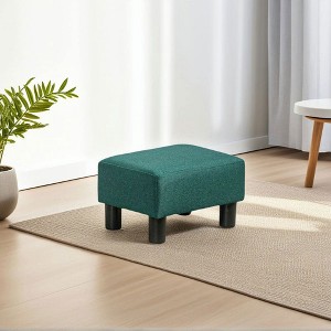 Resenkos Small Linen Upholstered Ottoman Foot Rest - Cube Foot Stool with Plastic Legs, Charcoal - 1 of 4