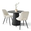 3-Piece Modern Round Dining Table Set, 35" Black Pedestal Table with 2 Cream Boucle Upholstered Dining Chairs for Small Spaces-Maison Boucle - 2 of 4