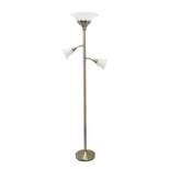 3 Light Floor Lamp with Scalloped Glass Shade Antique Brass - Elegant Designs