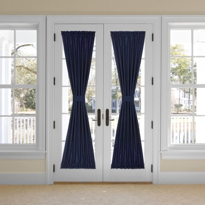 Kate Aurora Country Farmhouse Living Solid Colored Semi Sheer Single Door Curtain Panel With Tieback
