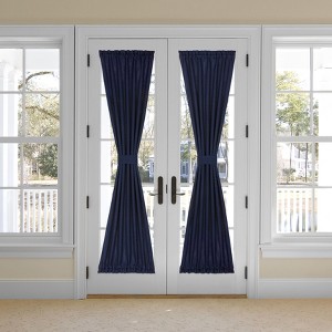 Kate Aurora Country Farmhouse Living Solid Colored Semi Sheer Single Door Curtain Panel With Tieback - 1 of 4