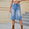 Womens Summer Wide Leg Denim Shorts Casual Loose High Rise Jorts Bermuda Knee Length Jeans Shorts - 3 of 4