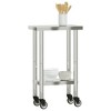 vidaXL Kitchen Work Table with Wheels 21.7 in.x11.8 in.x33.5 in. Stainless Steel - 4 of 4