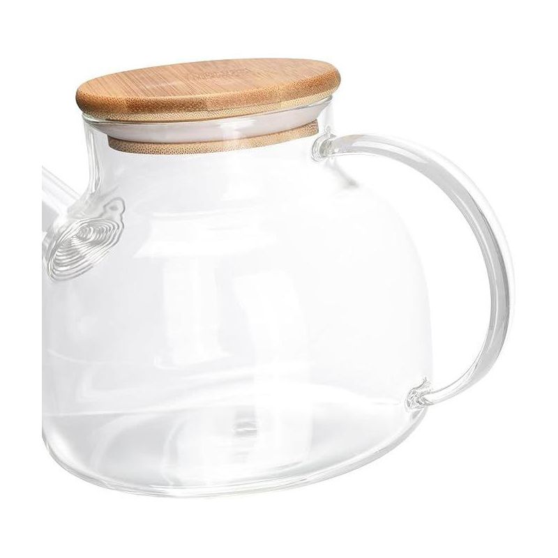 REGAL TRUNK Glass Teapot with Wooden Lid, Clear, 3 of 4