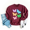Simply Sage Market Women's Graphic Sweatshirt Checkered Butterflies  - M - Maroon - 3 of 3
