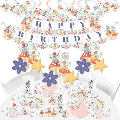 Big Dot of Happiness Let's Be Fairies - Fairy Garden Birthday Party Supplies - Banner Decoration Kit - Fundle Bundle