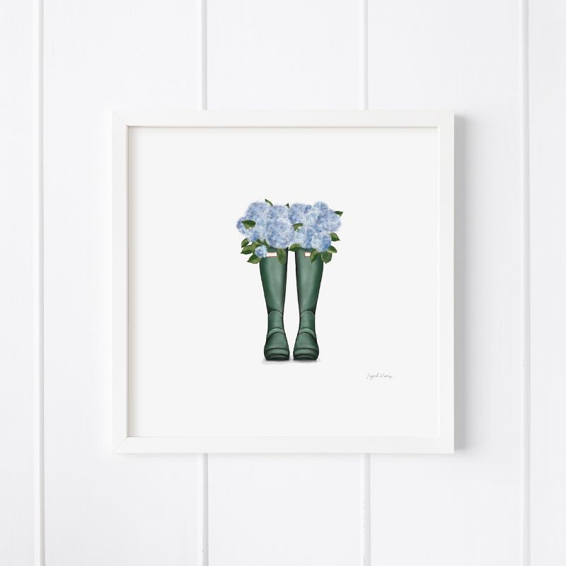 Boots & Hydrangeas Framed Museum Quality 12" x 12" Art Print by Ramus & Co, 1 of 6
