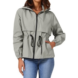 INSPIRE CHIC Women's Zip Front Windbreaker Lightweight Outdoor Hiking Hooded Jacket - 1 of 4