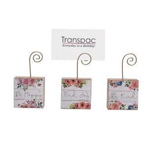 Transpac MDF Block Photo Holder Set of 3 Spring Home Decorations - 1 of 1