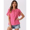 Allegra K Women's Round Neck Summer Casual Gilding Pattern Short Sleeve Top - 2 of 4