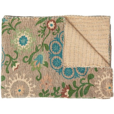 Taj Hotel Kantha Cotton Throw | 50"x70" | B