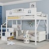 TIRAMISUBEST Full/Queen Loft Bed with Storage Stairs & Small Wardrobe, Kids Metal Bed Frame with House-Shaped Guardrails - 2 of 4