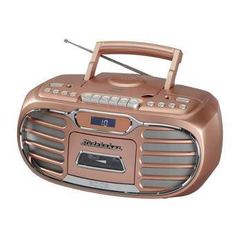 Studebaker SB2150 Retro Edge Big Sound Bluetooth Boombox with CD/Cassette Player-Recorder/AM-FM Stereo Radio with Metal Grill