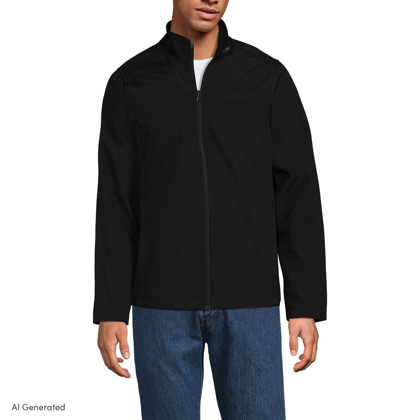 Мужская куртка Lands' End Soft Shell Jacket - Medium - Black, цвет: Чёрный — фото 1