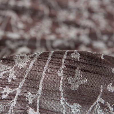 Brown Floral Jacquard Blackout Grommet Window Panels, 52x84 Inches