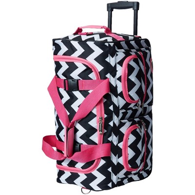 Rockland Rolling Duffel Bag PINKCHEVRON 22"