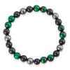 Crucible Men's Green Tiger Eye Stone with Onyx and Hematite Bead Stretch Bracelet (8mm) - 3 of 4