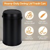 17 Gallon/65 Liter Trash Can, Stainless Steel Rubbish Bin, Commercial Grade Waste Container, Round Garbage Can for Outdoor, Home Office, Restaurant - 2 of 4