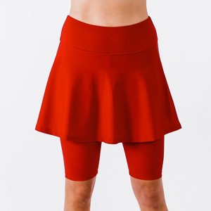 Calypsa Women's Flared Mid-Thigh Swim Skirt With Bike Shorts - 1 of 4