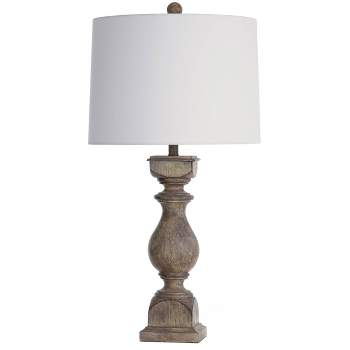 Grayson Urn Pedestal Table Lamp with Drum Shade Weathered Gray Finish - StyleCraft