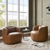 KINWELL 34" Wide Swivel Faux Leather Armchair Upholstered PU Leather Accent Chairs, Set of 2 - 2 of 4