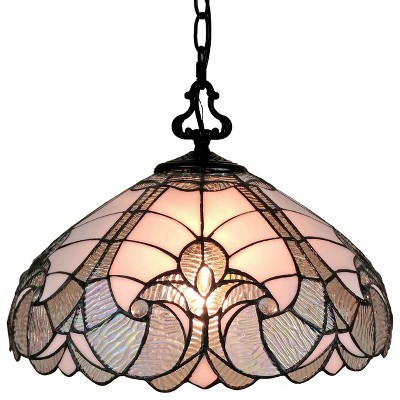 Amora Lighting Tiffany Style White Hanging Lamp 16" Wide