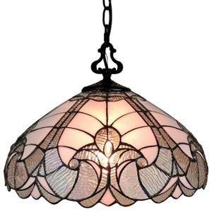 Amora Lighting Tiffany Style White Hanging Lamp 16" Wide - 1 of 1