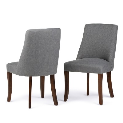 Set of 2 Haley Deluxe Dining Chair Slate Gray Linen Look Fabric - WyndenHall